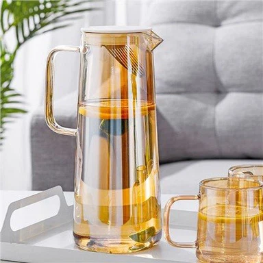 Γυάλινη στάμνα 1300ml με καπάκια από ανοξείδωτο χάλυβα